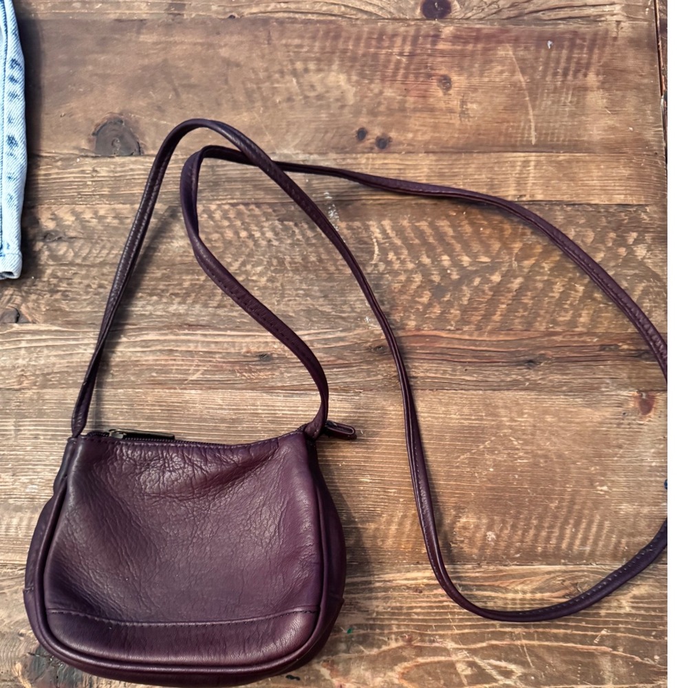 G.H. Bass & Co. Small Leather Crossbody Bag in Deep Plum
